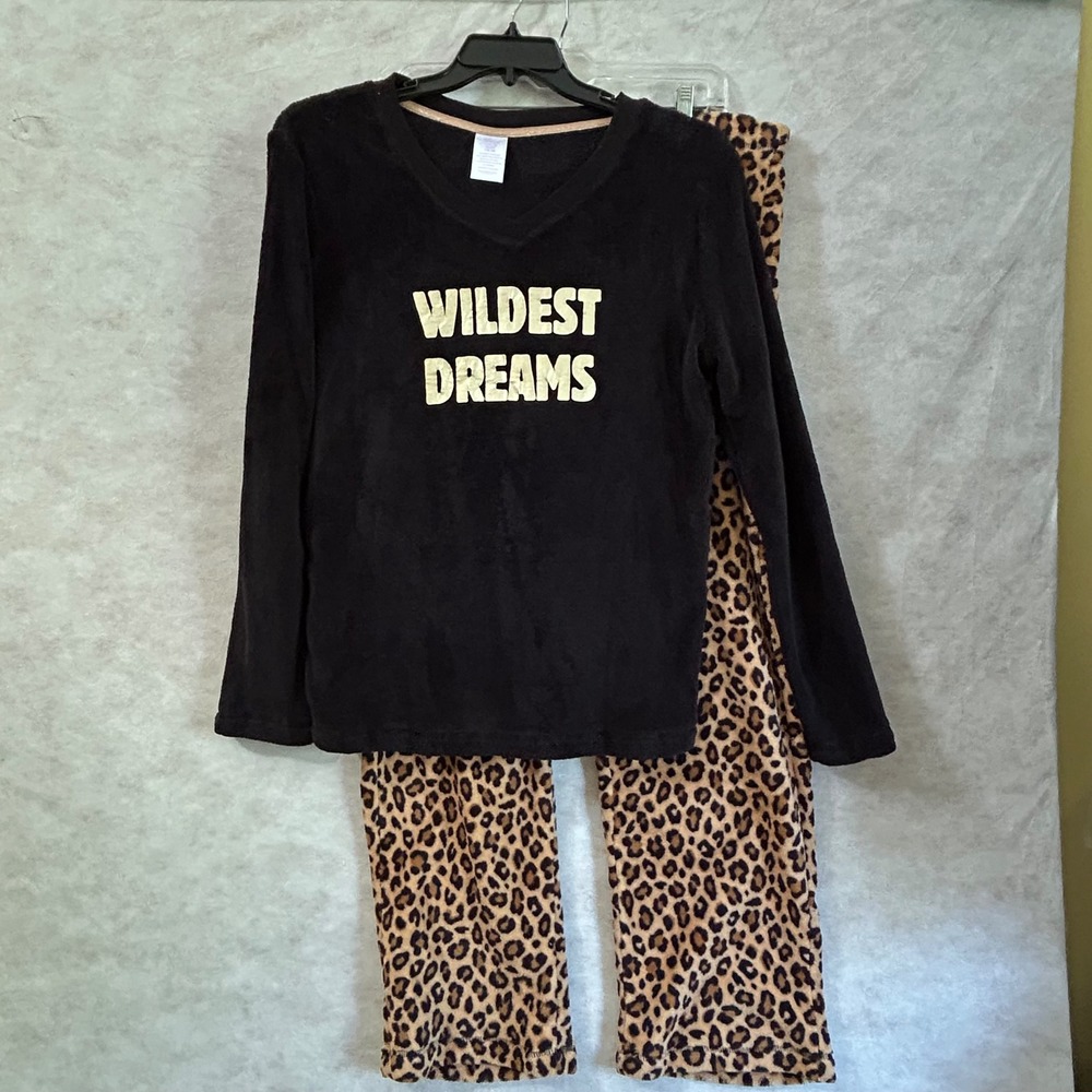 Secret Treasures Wildest Dreams Leopard Pajama Set XL 16-18 Black Soot Animal